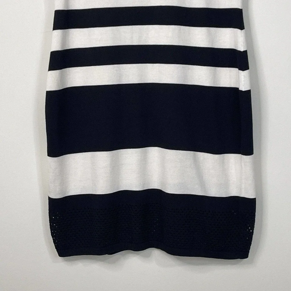 Trina Turk Striped Sheath Dress Size L Black Off White Lined